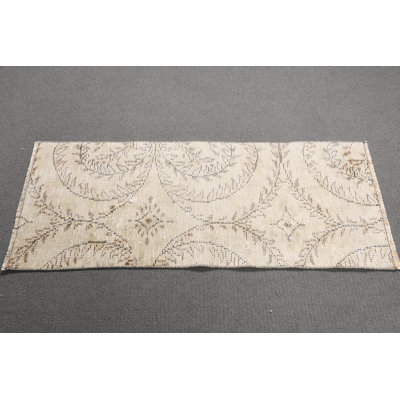 Vintage Turkish Anatolian Small Woven Rug in Muted Green - Ideal for Entryway Spaces