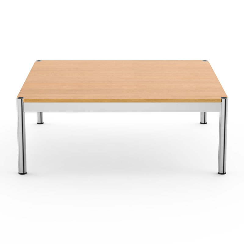 Brothir 39.4'' Wood Top Square Coffee Table with Stainless Steel Base 3 Min to Assemble, Light Yellow Wood