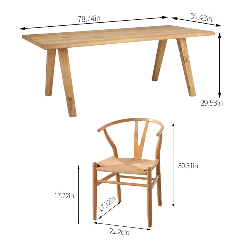 Rectangular Dining Set, H 29,53 po x L 78,74 po x l 35,43 po