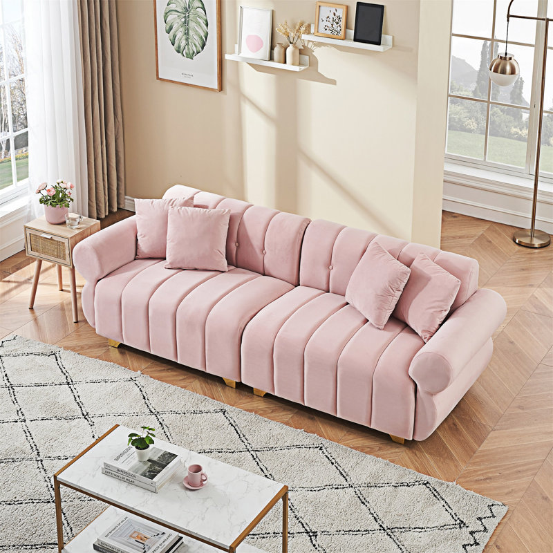 Upholstered Sofa, Pink