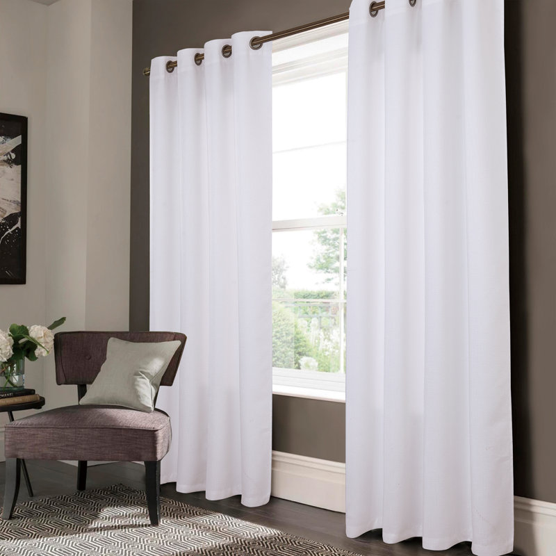 Paire de rideaux occultant avec œillets Lynx, L 52 po x L 84 po, Blanc