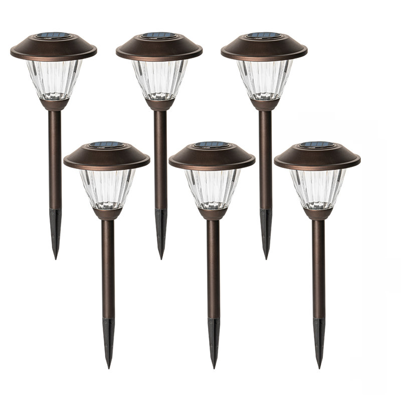 Brown Low Voltage Solar Powered Integrated LED Metal Pathway Light Pack