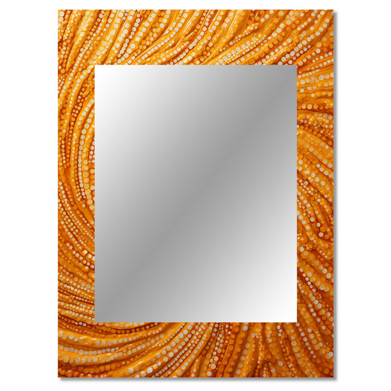 Abstract Orange Swirl Collages II - Abstract Collages Mirror, Modern Unique Wall Mirror, Printed Metal Art, 40" x 30"