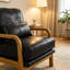 Fauteuil lounge d'appoint en tissu respirant de style milieu du siècle, 26 po (noir)-1130858784-1130858789