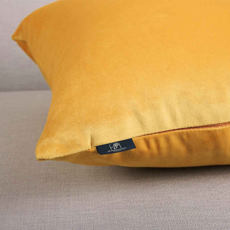 Coussin décoratif carré, H 18 po x l 18 po, Jaune / café foncé