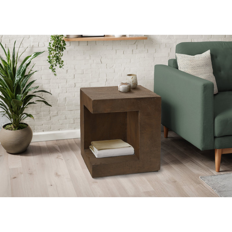 Table d'appoint, h 25 po, intérieur ou extérieur, table d'appoint, table de chevet, bout, carré, chambre à coucher, salon, noyer, contemporain, moderne