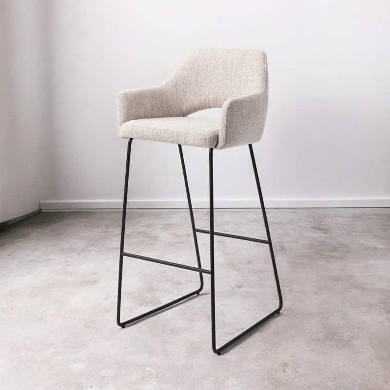 Nithsdale Upholstered Bar Stool, Light Grey, 75cm