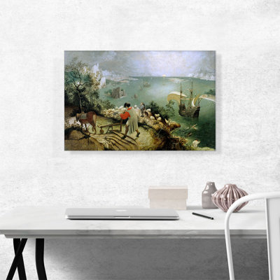 "Paysage avec la chute d'Icarus 1555" par Peter Bruegel l'Ancien, reproduction d'art sur toile tendue