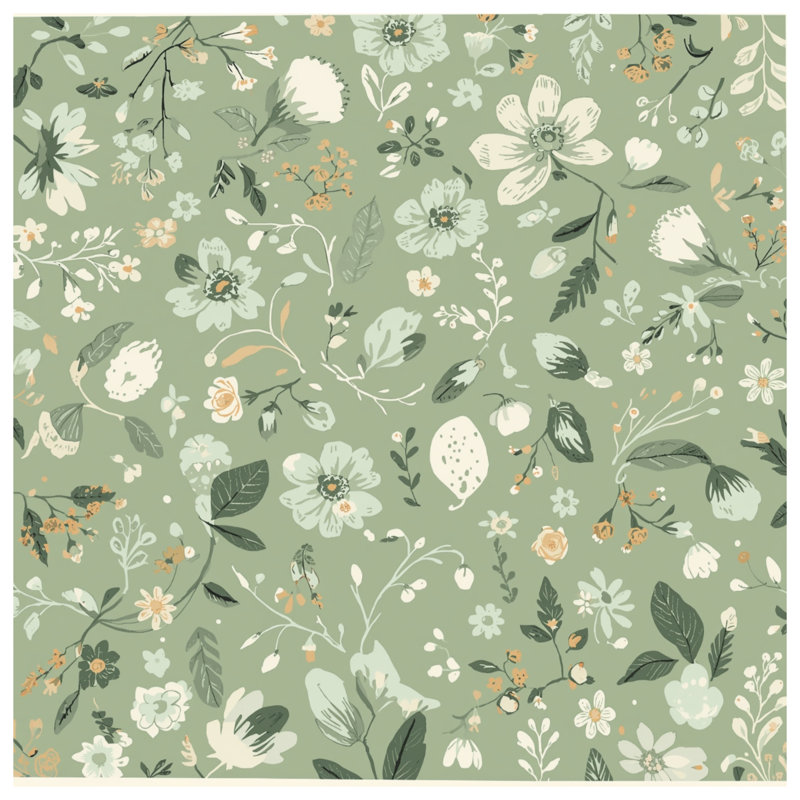 Green Floral Pattern Double Sided Throw Pillows, 16 x 16 inches