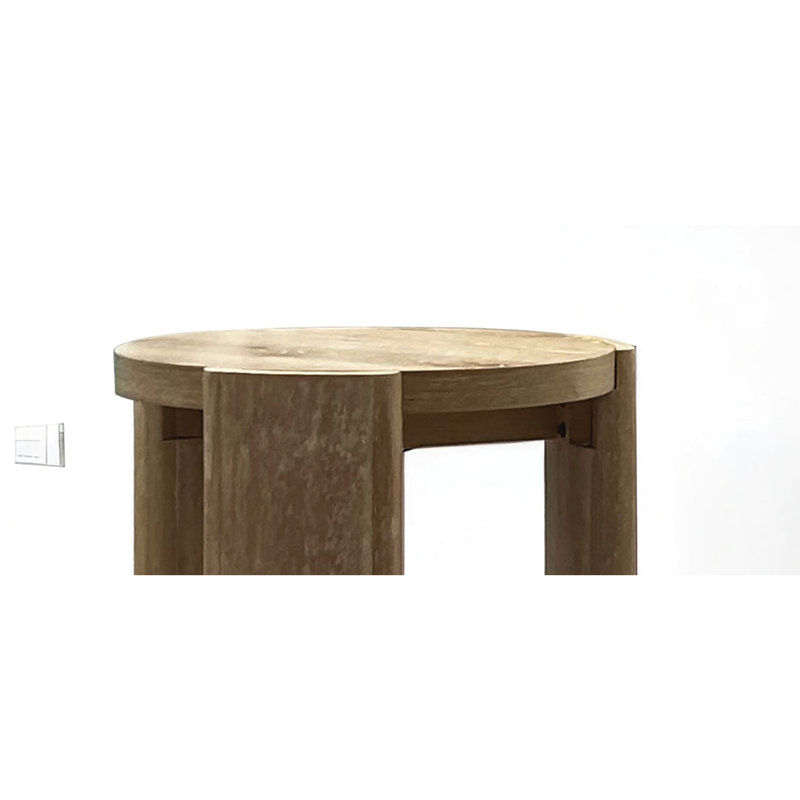 Contemporary Style Oak - Finished Round End Table With Plinth Base Character, 20" X 18" Dimensions Feature ,