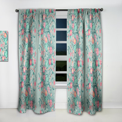 Spring floral pattern in soft pastel colors - Abstract Mid-Century Blackout Curtain Single Panel