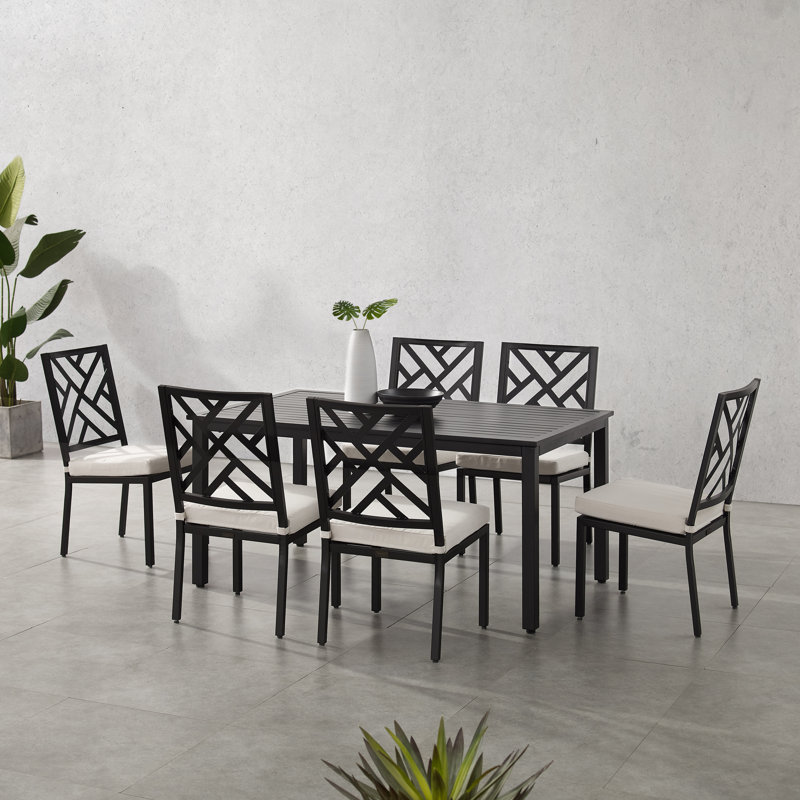 Danen 6 - Person Patio Dining Set with Rectangular Table , Cushions Included