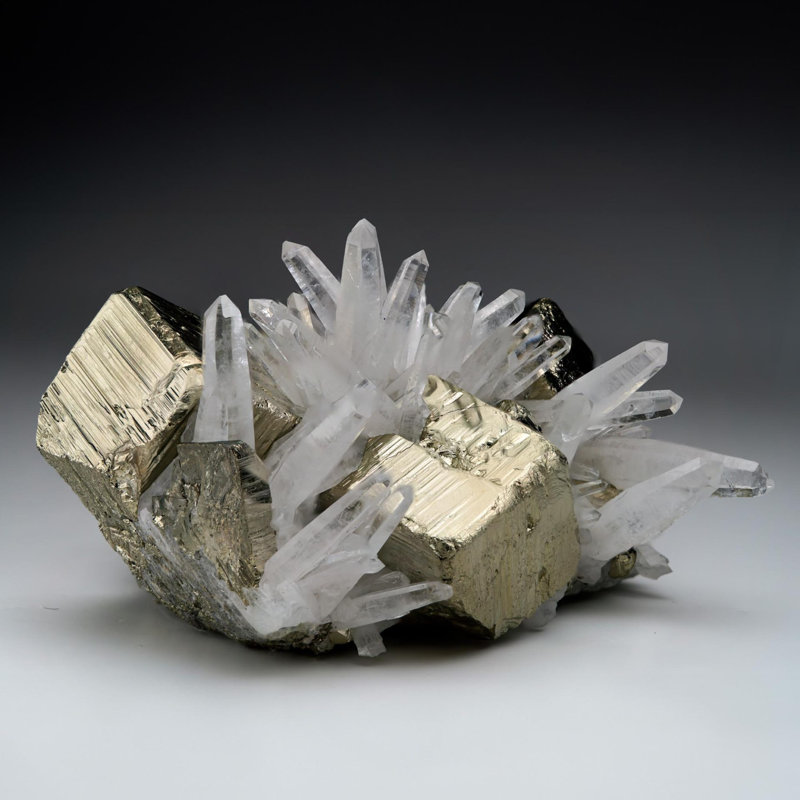 Quartz sur pyrite du Pérou