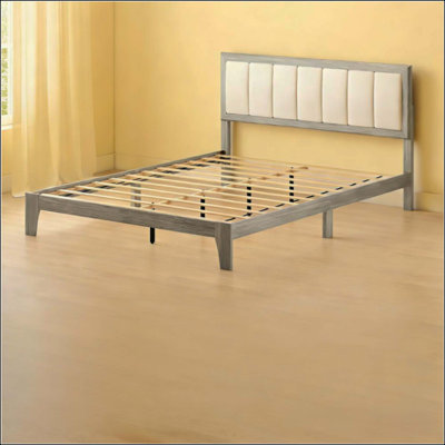 Base de lit de style nordique, base de lit plateforme avec lattes en bois