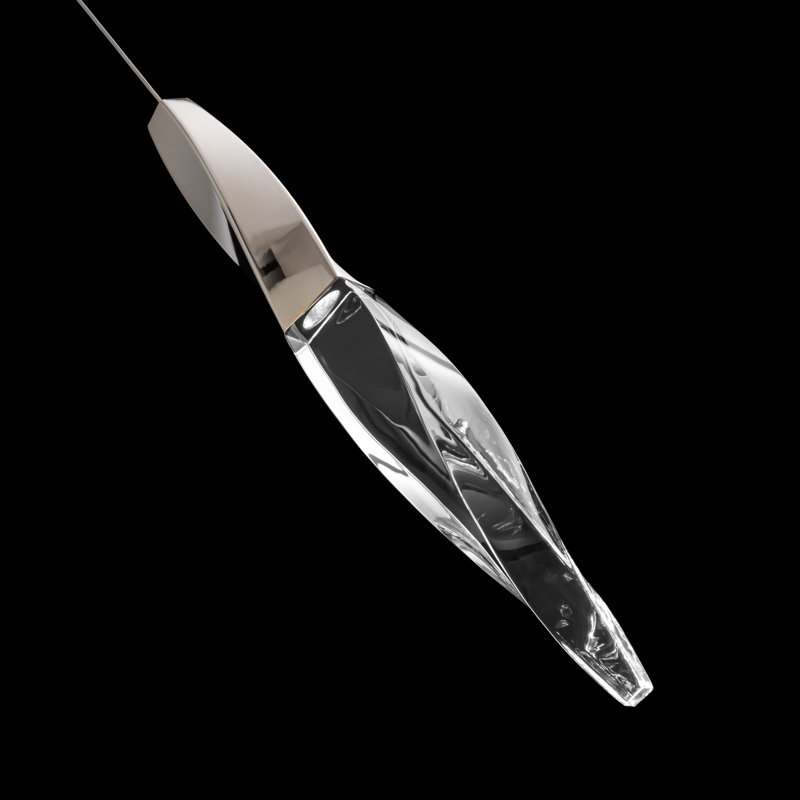 Kindjal 1 - Light LED Unique/Statement Pendant, Polished Nickel, 18" H x 2.8" W x 2.8"
