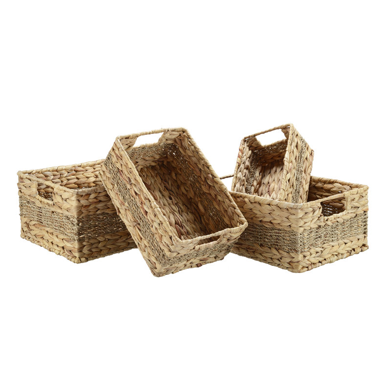 Handmade Wicker Storage Basket Set (Set of 4), Stylish and Space-Saving