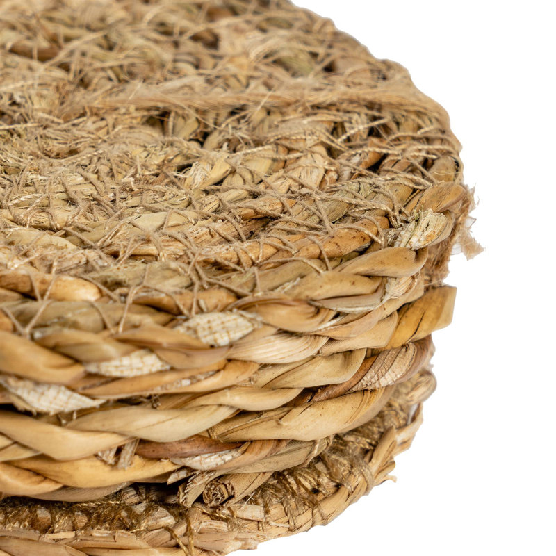 Argon Tableware - 10cm Woven Typha Coasters - Set of 6