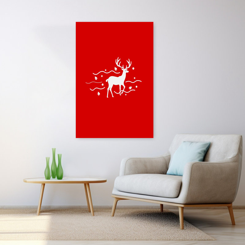 Art mural contemporain, cerf magique, H 48 po x l 32 po