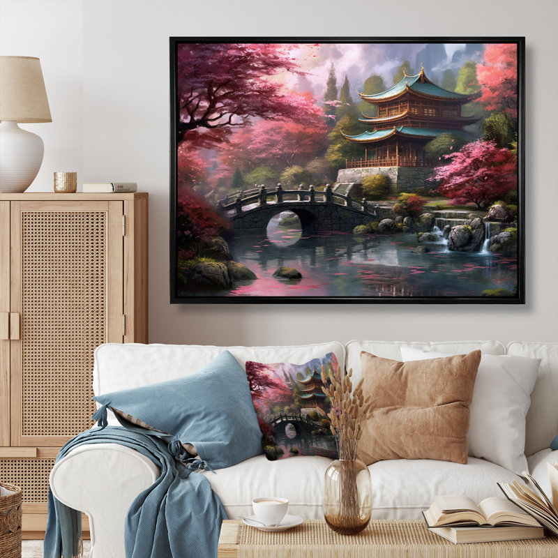Japon, terre du Samouraï V sur toile, Cadre flottant noir, H 30 po x l 40 po x P 1,5 po