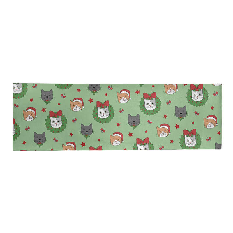 Tapis vert/rouge/gris zone fait main, Tapis de couloir 2 pi x 8 pi