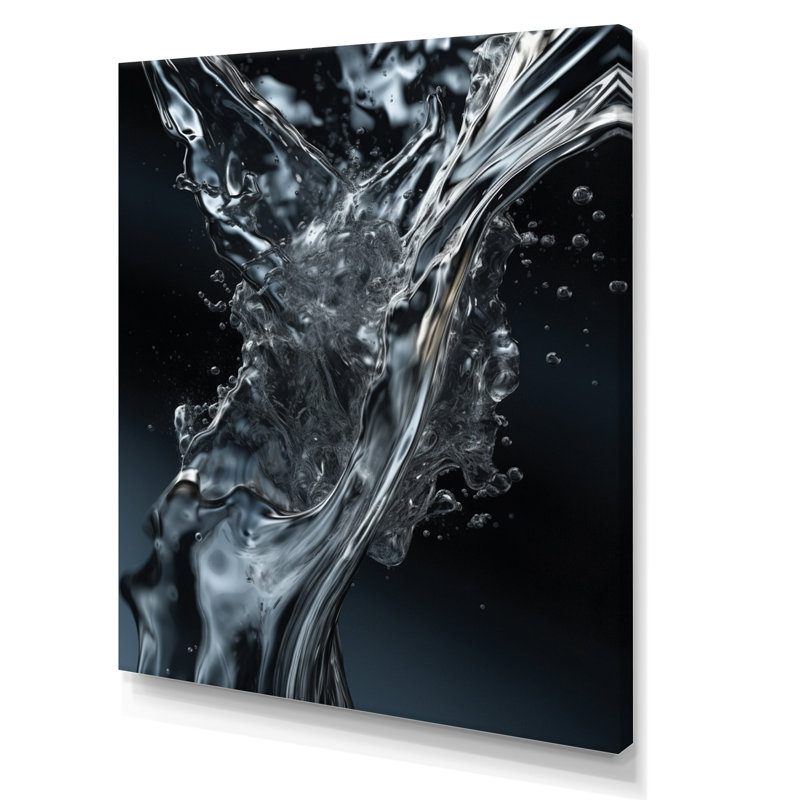 Bleu et noir Waveform Dreams II - impression, H 32 po x l 24 po x P 1 po, Toile tendue