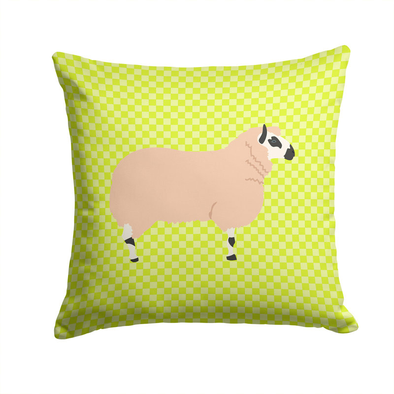 Coussin décoratif d’extérieur en tissu éclectique mouton check, 14 po x 14 po, Vert