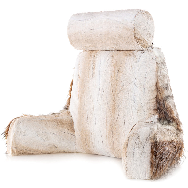 Housse de coussin en fausse fourrure, Coyote, 24 po x 13 po