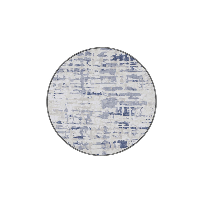 Machine Washable Gray Area Rug, Round 6'