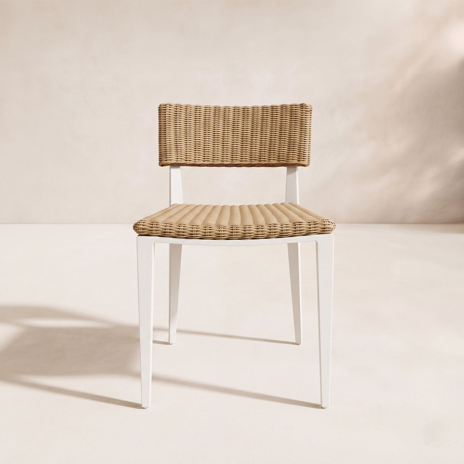 Coleston Outdoor Dining Chair, Brown Wood/White