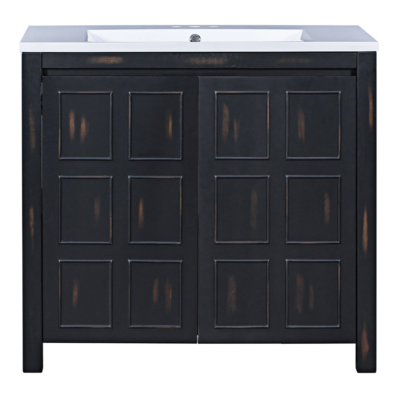 Meuble-lavabo sur pied simple avec plateau en résine Mikaelah