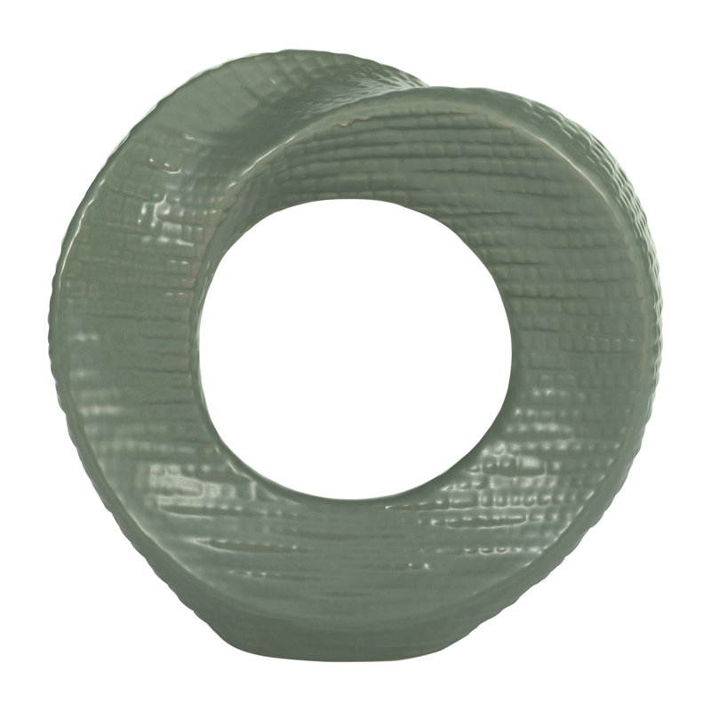 Objet de décoration abstrait en céramique Elysia, H 10 po x l 10 po x P 3 po, Vert texturé