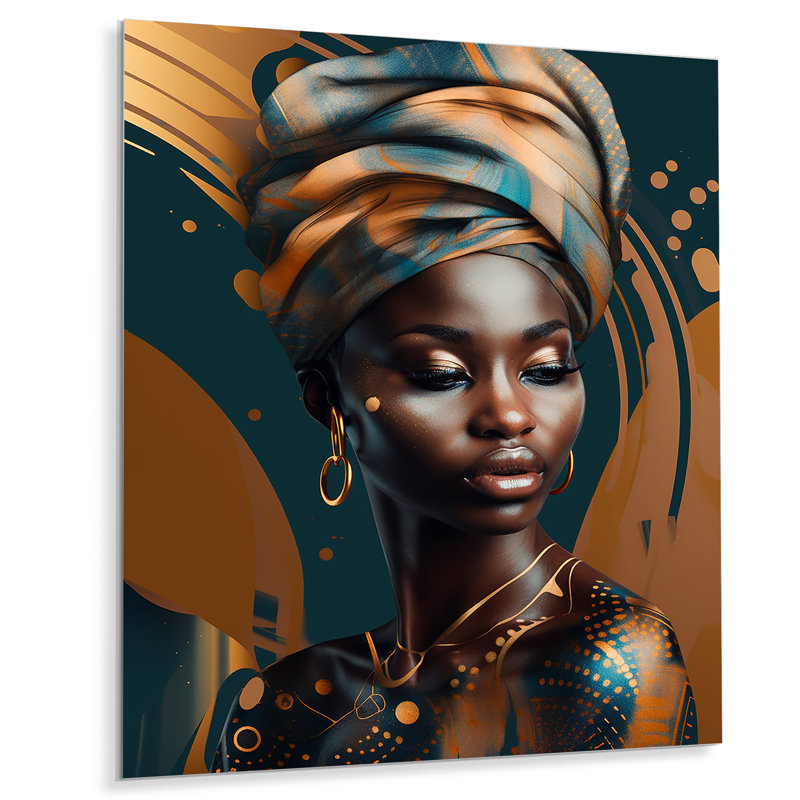 Femme africaine chromatique II sur impression métallique, H 32 po x l 24 po