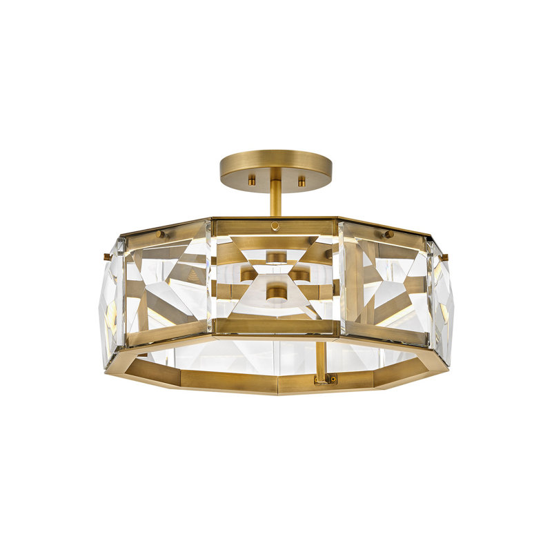 Heritage Brass LED Semi-Flush Mount with Faceted Crystal