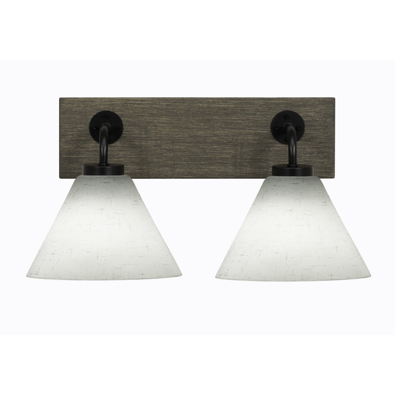 Barre d'éclairage de salle de bain 2 lumières Oxbridge, Transparent, Noir mat / bois vieilli