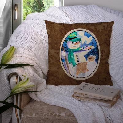Coussin décoratif bonhomme de neige avec berger australien intérieur / extérieur