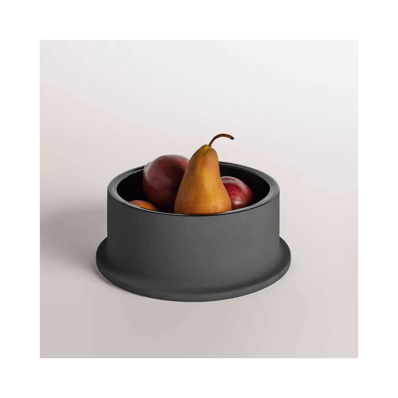 Flange Terracotta Decorative Bowl, Black, 4" H x 10" W x 10" D