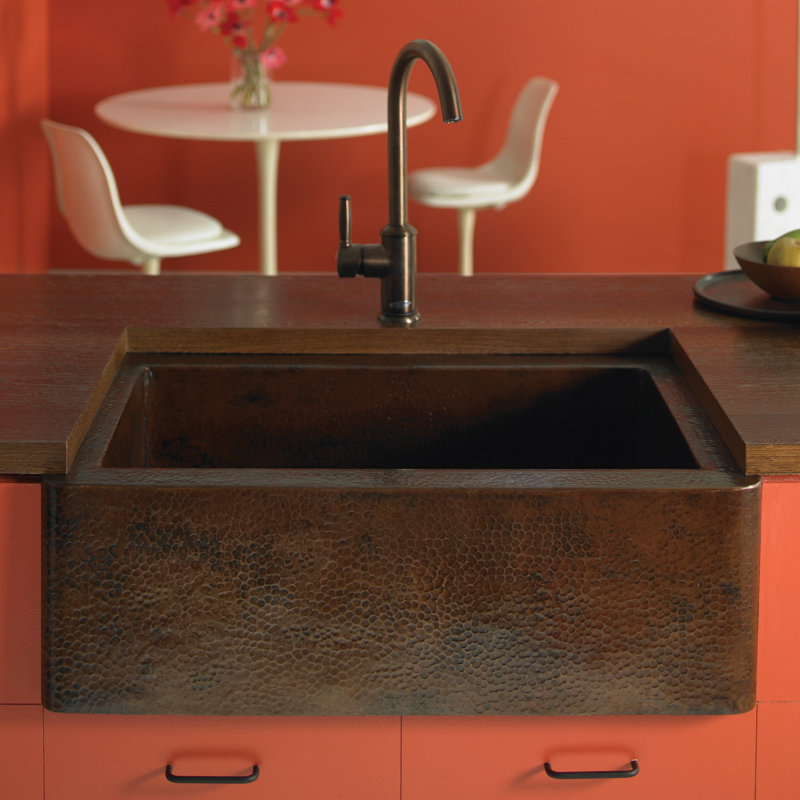Farmhouse 25" L x 19" W Apron Kitchen Sink, Antique Copper