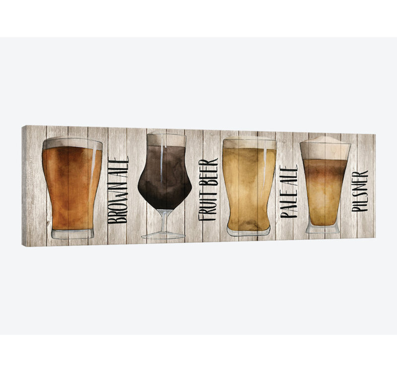 « bière chart i », impression sur toile, H 24 po x l 72 po x P 1,5 po, Toile tendue