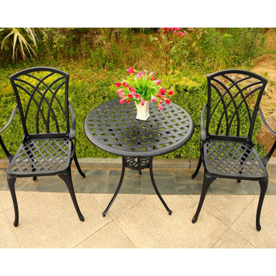 Villines 2 - Person Metal Patio Dining Set with Round Table