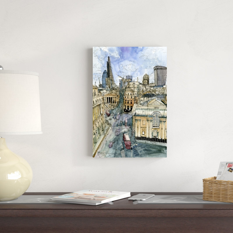 Scène de ville III, H 18 po x l 12 po x P 1,25 po