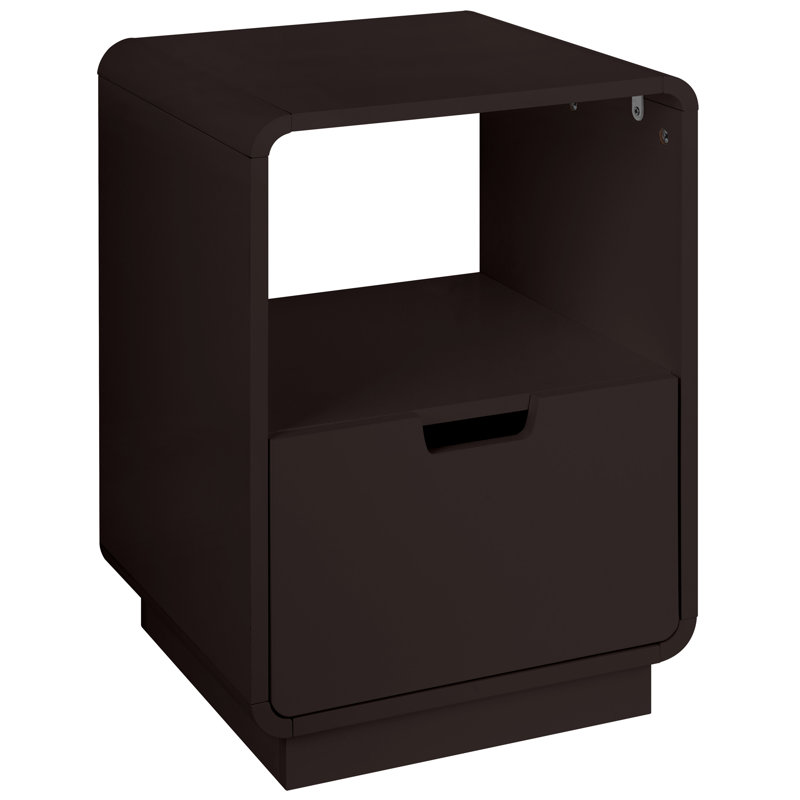 22.8" Tall Contemporary Side Table End Table with Storage Drawer, Espresso, Espresso