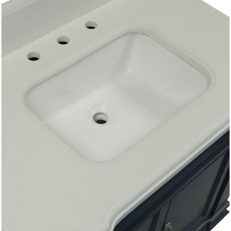 Ensemble de meuble-lavabo simple 36 po Aoibhin, Gris marine, Quartz blanc