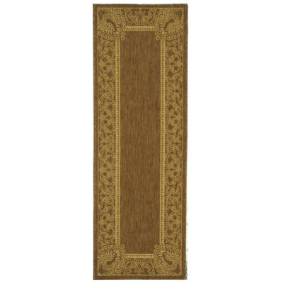 Tapis intérieur / extérieur à motif floral brun / naturel Arneshia