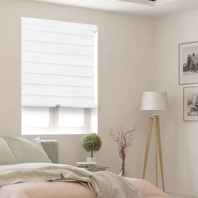 Cordless Zebra Roller Shades – Light Filtering and Room Darkening Blinds - Dual Layer with Sheer and Solid Fabric Stripes - Modern Cassette Valance