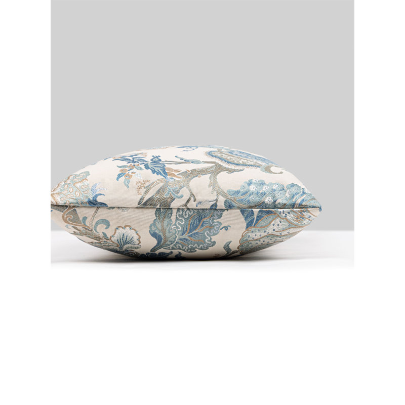 INDIENNE LAMPAS PILLOW, Federal Blue, Rectangle 14"H x 22"W