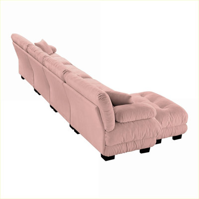 Sectional Sofas | 4-Seater Modular L Cloud Couch | Convertible Ottoman | Living Room | Chenille
