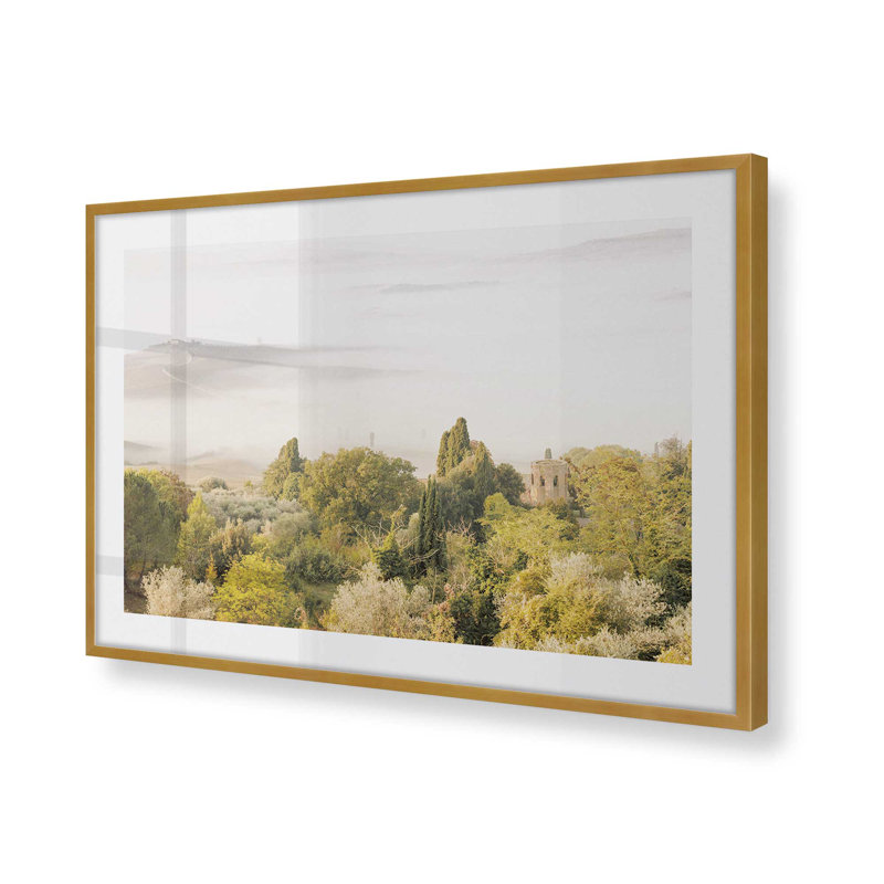 Imprimé voile de la nature, opaque, Cadre simple en or poli, H 25,25 po x l 37,25 po x P 1,25 po