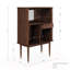 Corrigan Studio Walnut Wood Mid Century Mandea Bar Cabinet Stylish Modern Storage with Shelves and Glassware Doors