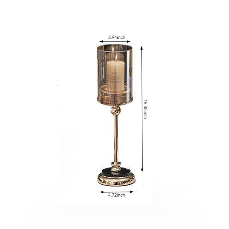 Bougeoir de table en métal, H 15,35 po x l 4,72 po x P 4,72 po