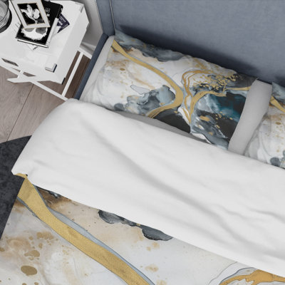 Marble Painting Textured V - Abstract Marble Duvet Cover Set - Microfiber Polyester